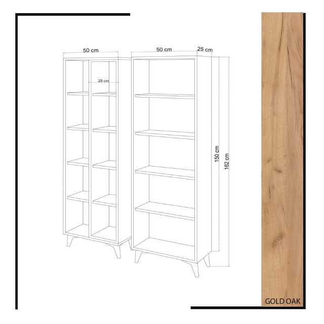 CaliCosy Etagère 15 planken eiken en wit decor h162 cm potenza 2930446 large