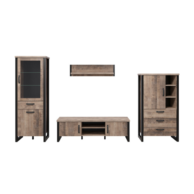 CaliCosy Vitrine met 2 deuren, waarvan 1 met gehard glas, en 1 lade l70 cm emile 3042318 large