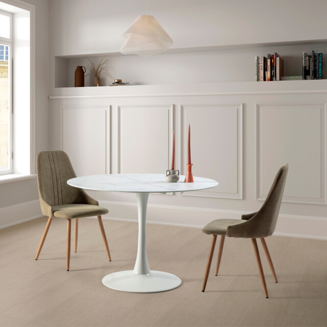 CaliCosy Ronde tafel met glazen blad in marmerlook l110 cm ada 3078864 large