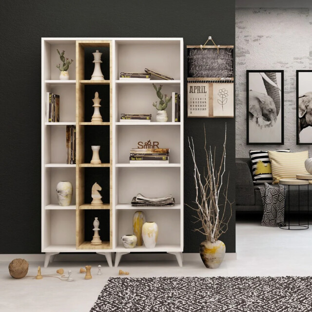 CaliCosy Etagère 15 planken eiken en wit decor h162 cm potenza 2930446 large