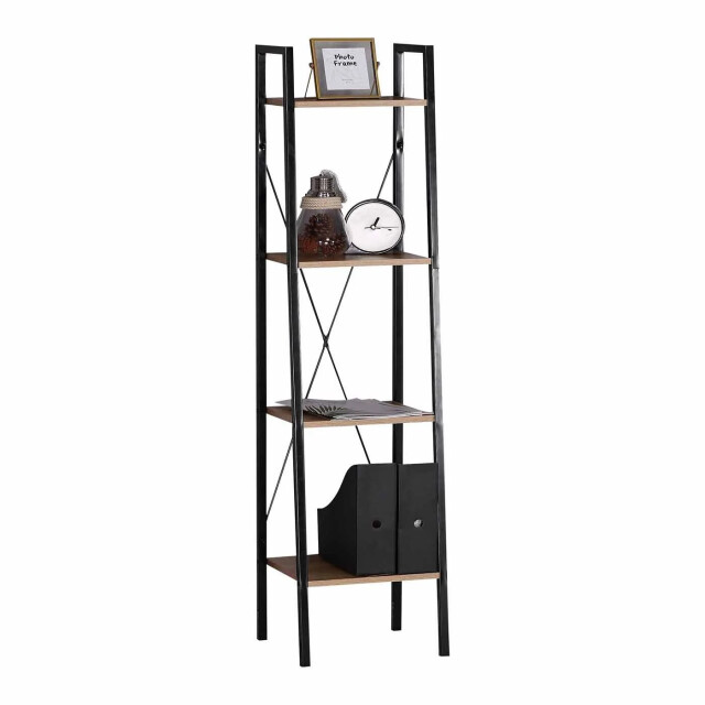 CaliCosy Boekenplank met 4 tiers industriële houtenlook en metaal meubels h148 cm - 2929334 large