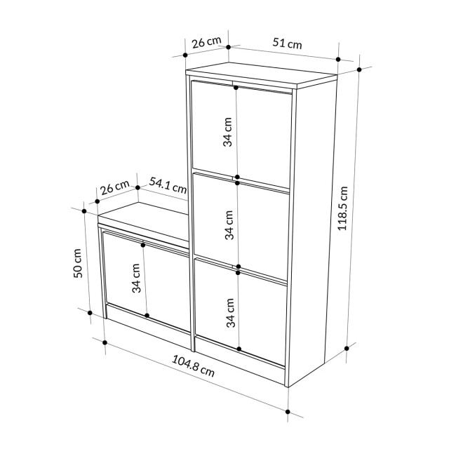 CaliCosy Schoenenkast 4 deuren l105 cm dude 2937451 large