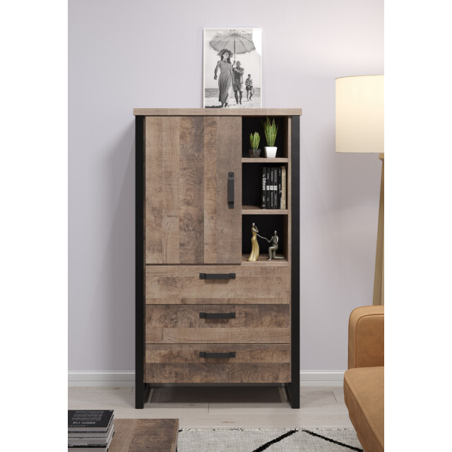 CaliCosy Hoog dressoir met 1 deur, 3 lades en 3 open vakken l87 cm emile 3042319 large