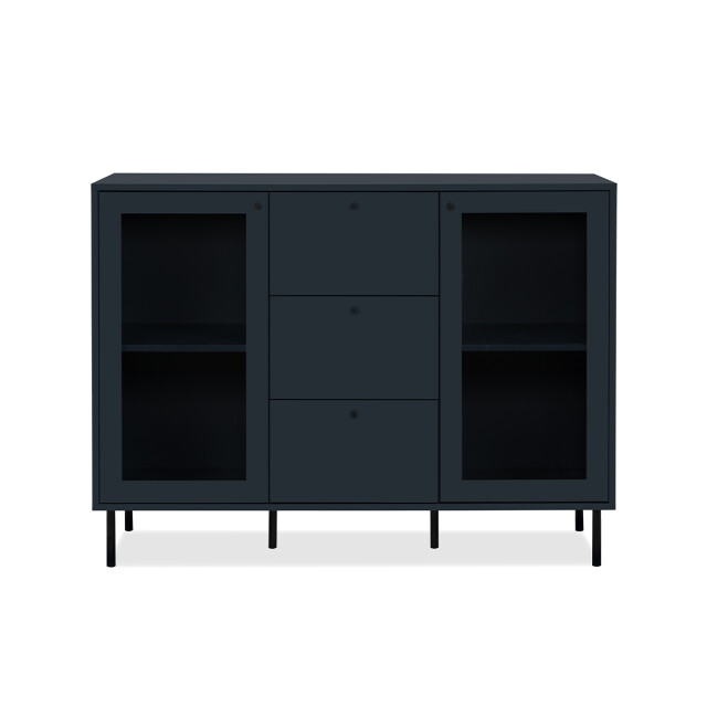 CaliCosy Buffet 3 lades 2 glazen deuren marineblauw l120 cm bogota 2930267 large