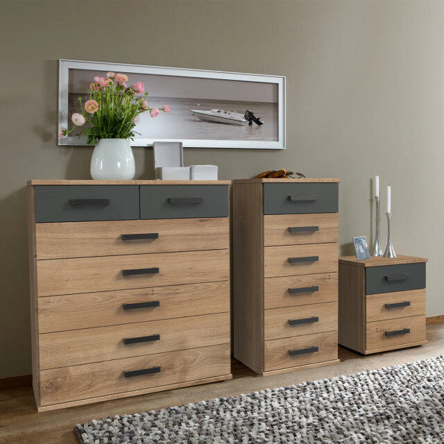 CaliCosy Ladenkast 3 laden eiken en grafietdecor l46 cm 2930085 large