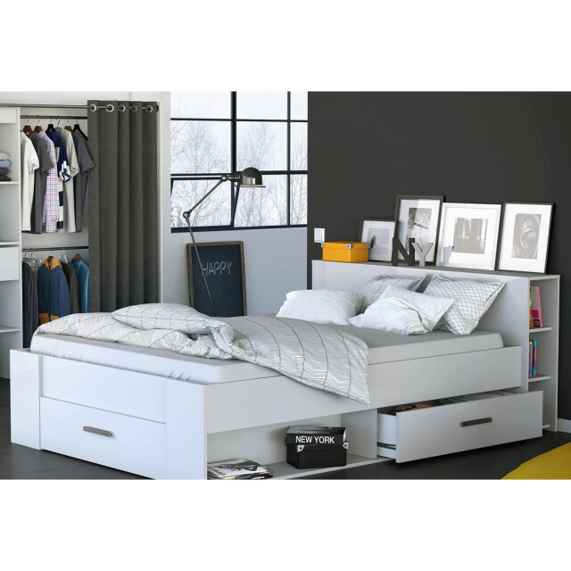 CaliCosy Bed 2 plaatsen wit met 3 laden en nissen 140x190 cm pocket 2930587 large