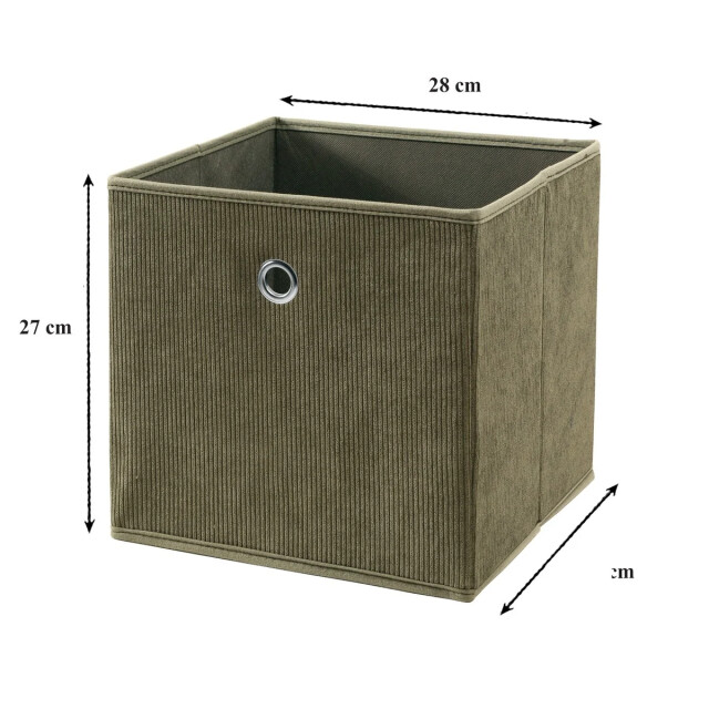CaliCosy Opvouwbare kubus van ribfluweel in kaki h27 cm 3013521 large