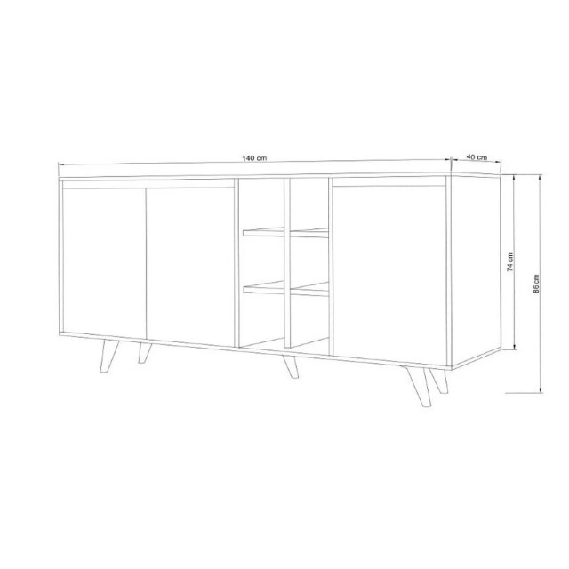 CaliCosy Buffet 3 deuren en 6 nissen in eiken en wit decor l140 cm seria 2930448 large