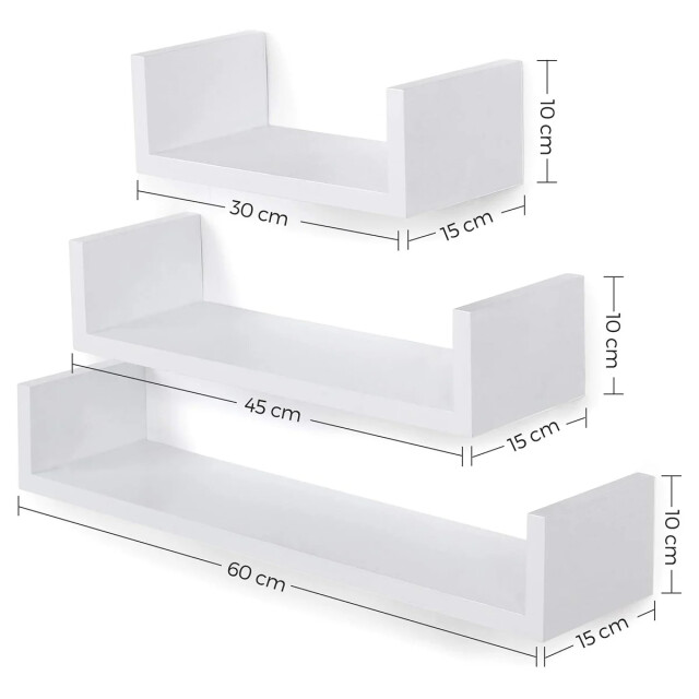 CaliCosy Set van 3 witte wandplanken glanzende afwerking 2929387 large