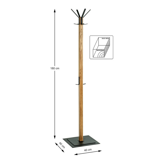 CaliCosy Kapstok van eikenhout en zwart metaal h180 cm 2951220 large