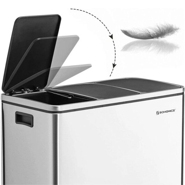 CaliCosy Afvalsorteerbak met 3 pedaalemmerbakken van 18l 2930207 large