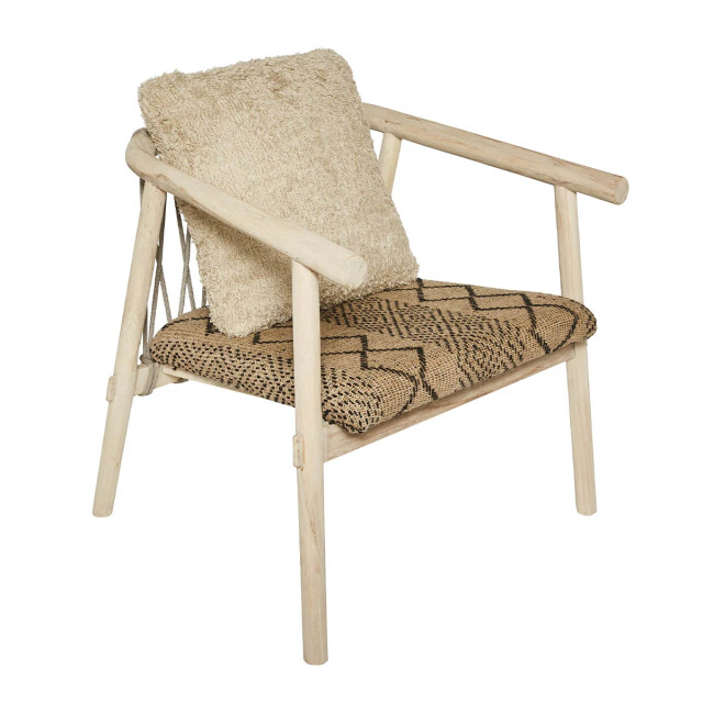 Signature Fauteuil in teak met stoffen zitting in etnische stijl l67 x h66 cm danaki 2931865 large