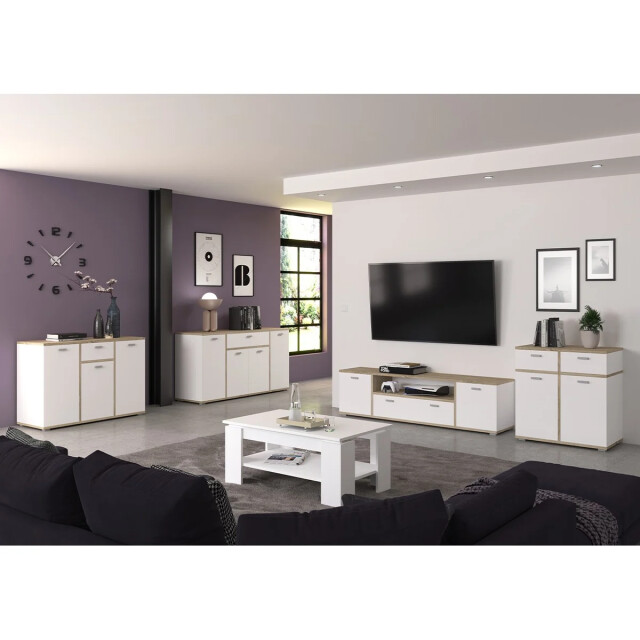 CaliCosy 2-deurs buffetkast met 1 witte en sonoma eiken nis l181 cm cosmo 2951199 large
