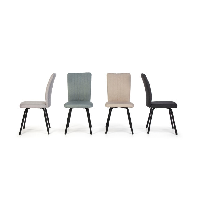 CaliCosy Set van 4 stoelen in stof met zwarte metalen poten l47,5 cm pretty 3078798 large