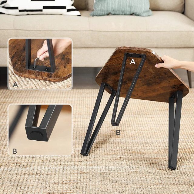 CaliCosy Set van 3 nesttafels met stalen poten en rustieke houten decoratie 2930006 large