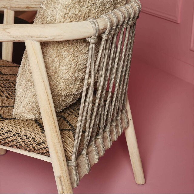 Signature Fauteuil in teak met stoffen zitting in etnische stijl l67 x h66 cm danaki 2931865 large