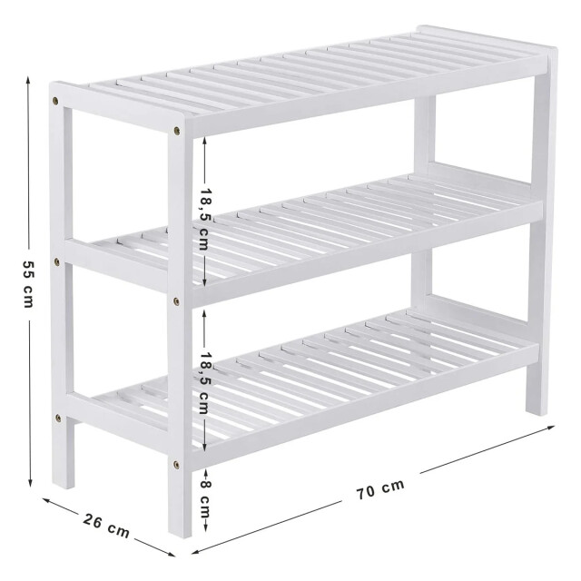 CaliCosy Schoenenrek met 3 niveaus van wit bamboe l70 cm 2929386 large
