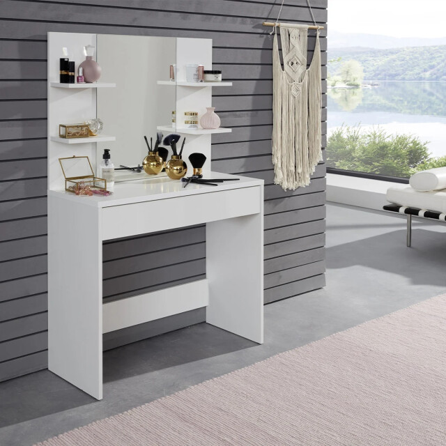 CaliCosy Kaptafel met 4 tabletten, 1 grote lade en 1 spiegel l85 cm basix 2930366 large