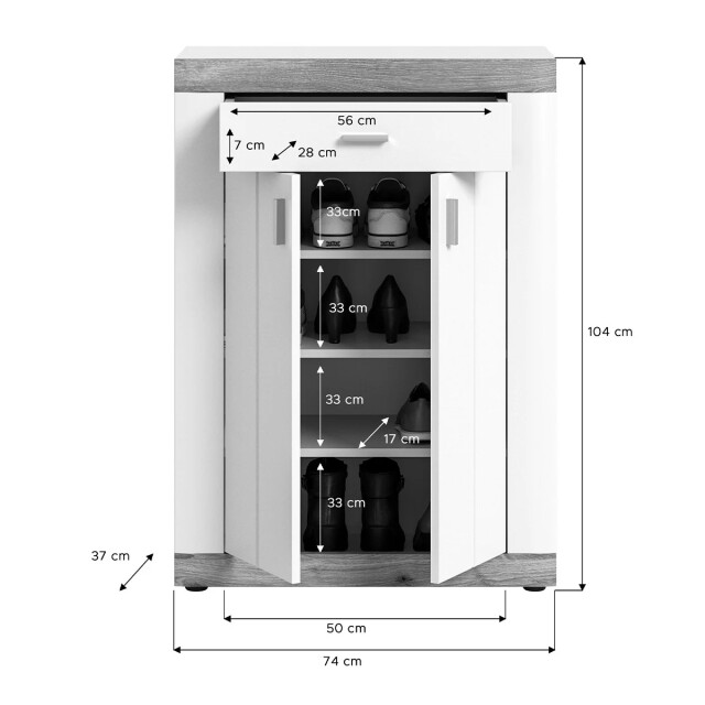 CaliCosy Schoenenkast met 2 deuren en 1 lade h104 cm laredo 2951200 large