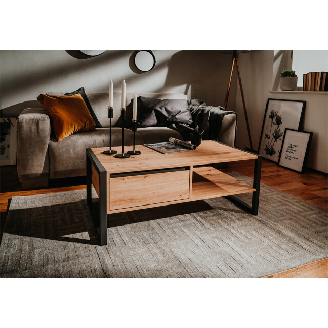 CaliCosy Salontafel eikenkleurig en antracietgrijs l100 cm denver 2929985 large