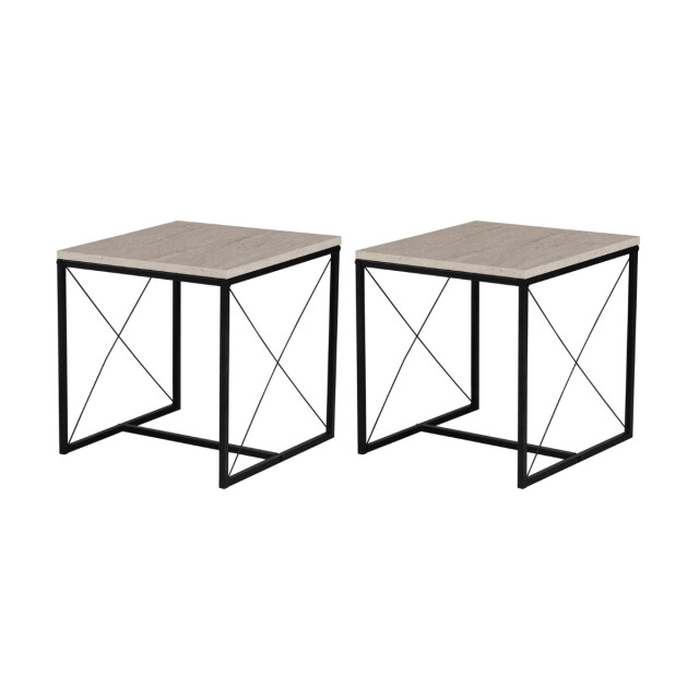 CaliCosy Set van 3 nestbare salontafels, travertin decor en zwart metaal l100 cm defne 3061979 large