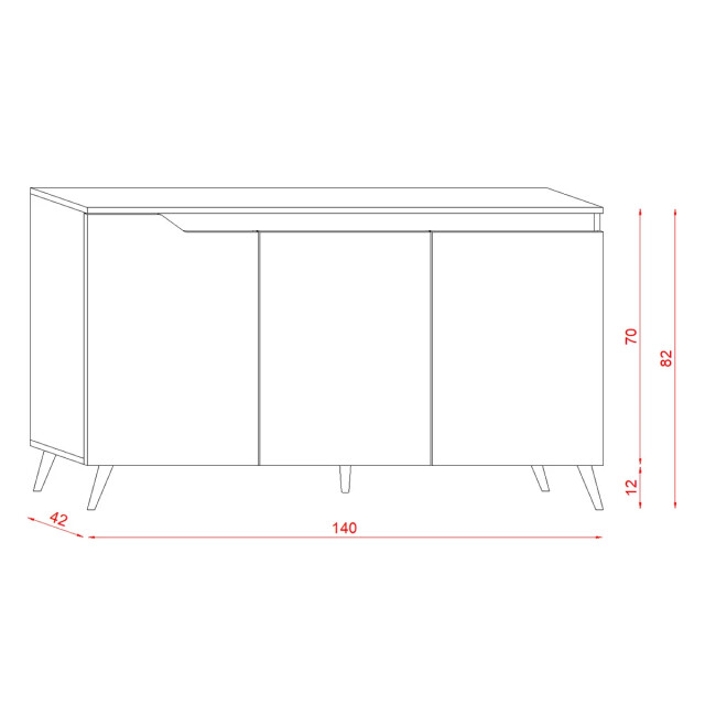 CaliCosy Buffet scandinave 3 deuren l140 cm hout en wit decor boom 2931905 large