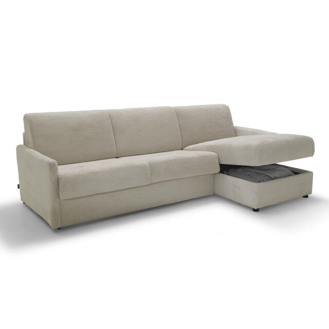 CaliCosy Hoekbank omvormbaar tot 3-zitsbank in ivoor ribfluweel l260 cm 2930766 large