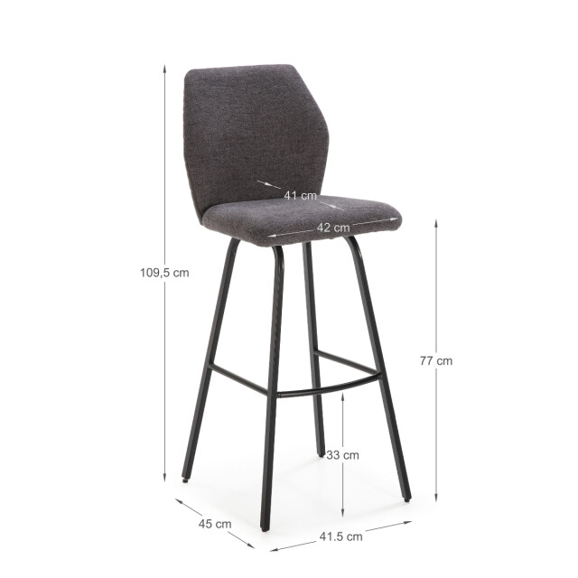 CaliCosy Set van 2 krukken in stof met zwarte metalen poten h75 cm pol 3079142 large