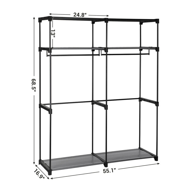 CaliCosy Opvouwbare kledingrek met 2 stangen en beschermhoes l140 x h174 cm 2929405 large