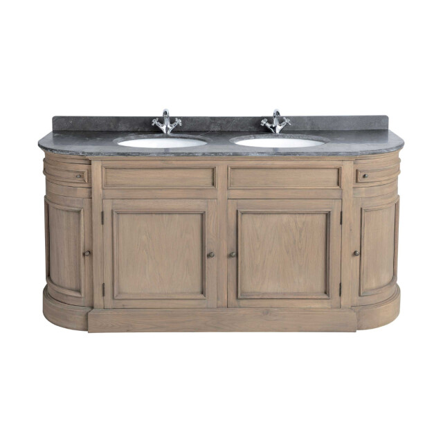Signature Dubbele wastafelkast van eikenhout en blauwe steen l191 cm hausmann 3061018 large