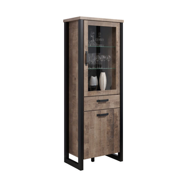 CaliCosy Vitrine met 2 deuren, waarvan 1 met gehard glas, en 1 lade l70 cm emile 3042318 large