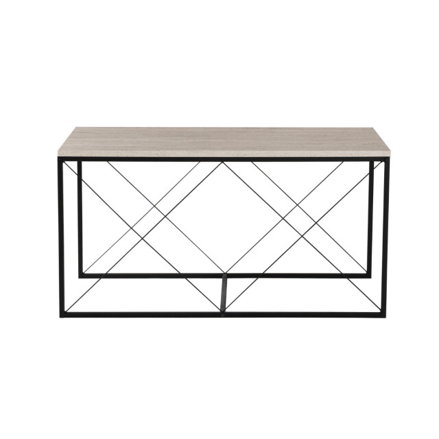 CaliCosy Set van 3 nestbare salontafels, travertin decor en zwart metaal l100 cm defne 3061979 large