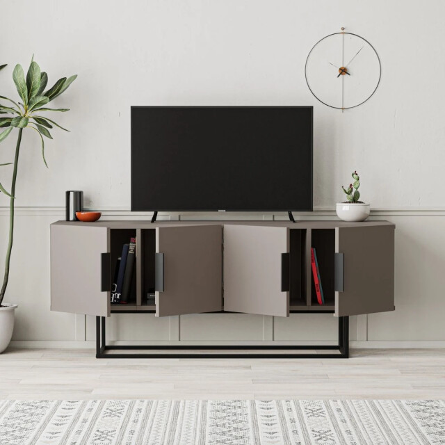 CaliCosy Tv-meubel 4 deuren en metalen poten l140 cm titan 2930305 large