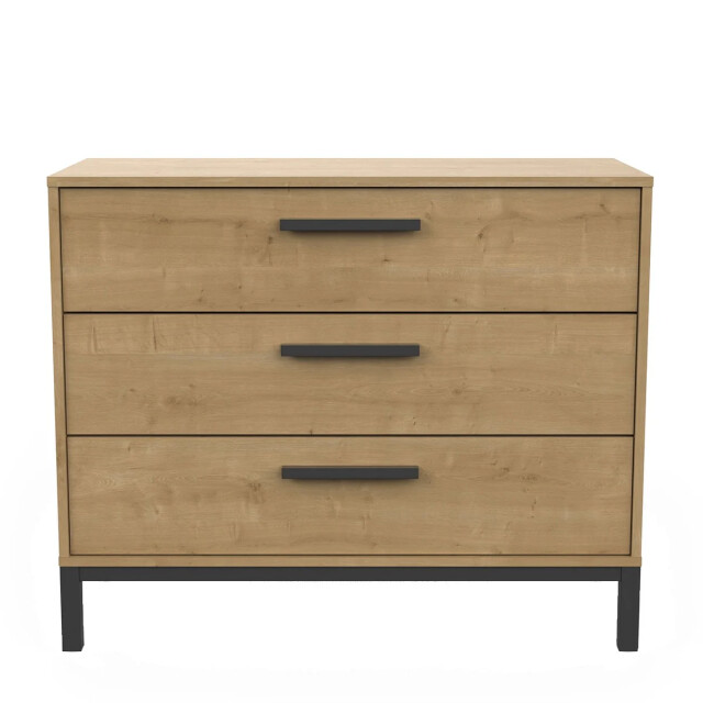 CaliCosy Ladenkast 3 laden eiken en mat zwart craft l90,7 cm 2937209 large