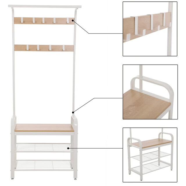 CaliCosy Kapstok met schoenenrek en verwijderbare haken h183 cm 2930004 large