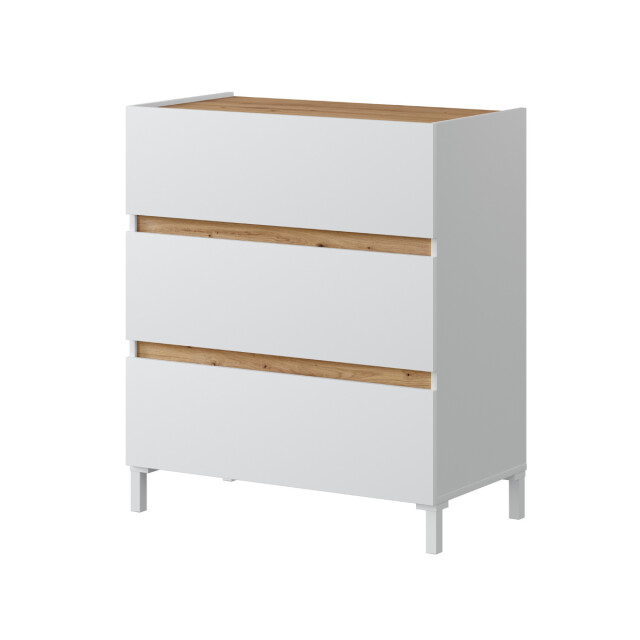 CaliCosy Commode 3 laden in eikenhout decor en wit l79 cm tempus 2991326 large