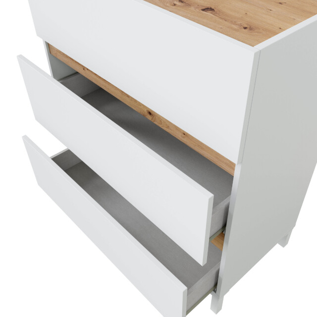 CaliCosy Commode 3 laden in eikenhout decor en wit l79 cm tempus 2991326 large