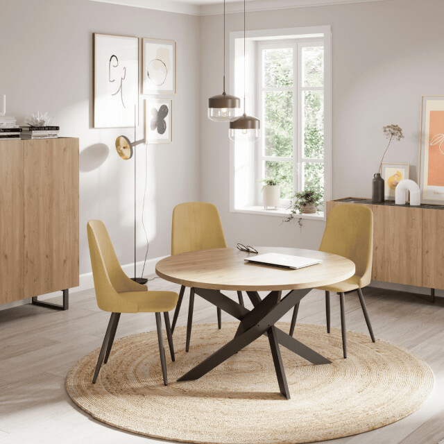 CaliCosy Ronde tafel met witte metalen poten l120 cm ther 3078863 large