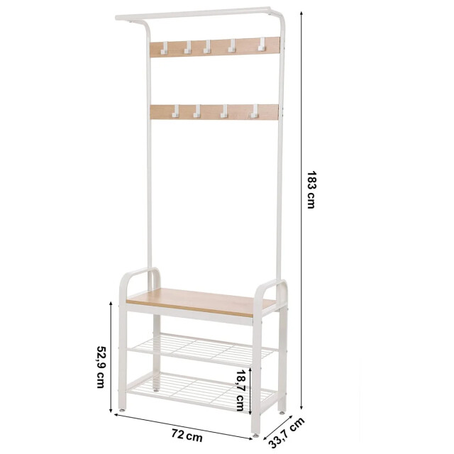 CaliCosy Kapstok met schoenenrek en verwijderbare haken h183 cm 2930004 large