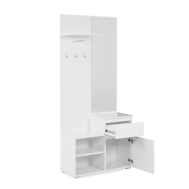 CaliCosy Garderobe voordeur 1 deur, 1 lade en 2 open compartimenten wit h195 cm 2930024 large