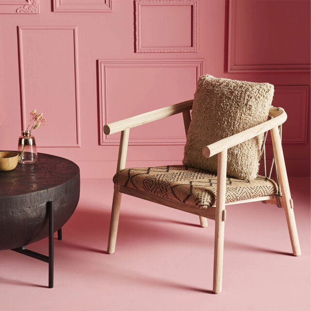Signature Fauteuil in teak met stoffen zitting in etnische stijl l67 x h66 cm danaki 2931865 large