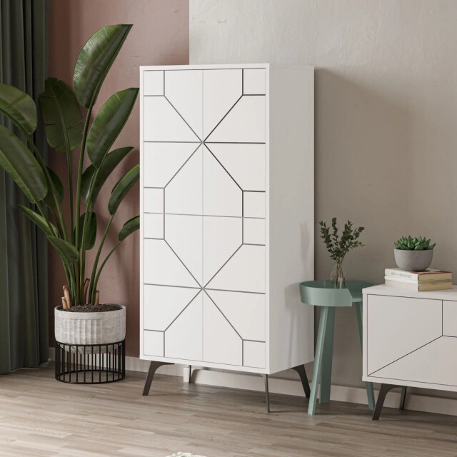 CaliCosy Buffet hoog 4 witte deuren met zwarte decoraties h136 cm dune 2930423 large