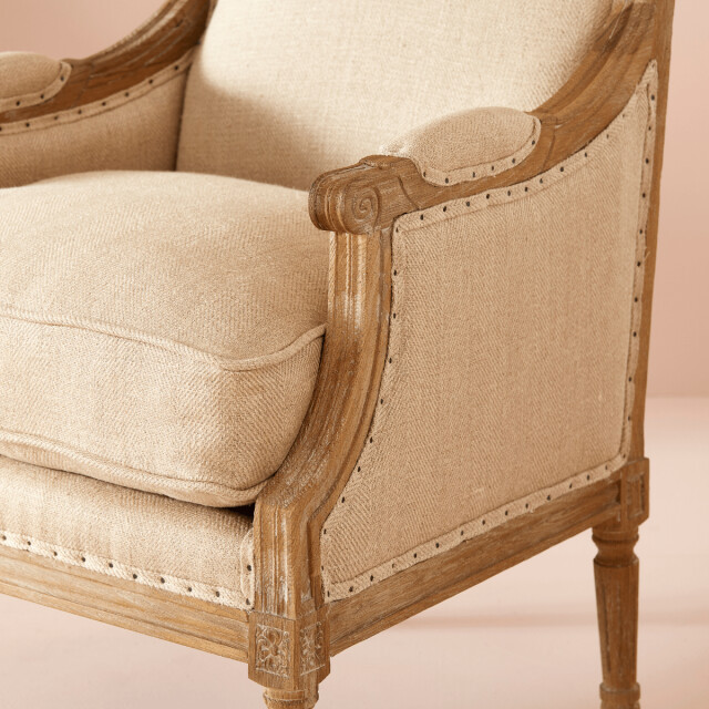 CaliCosy Bergère van massief eikenhout en stof l68 cm louis xvi 3018357 large