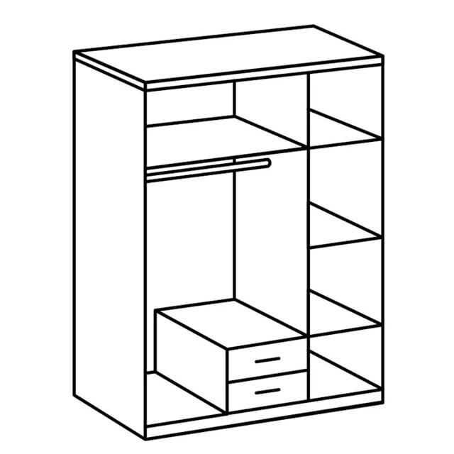 CaliCosy Kast met 2 deuren, eikenhouten decor, 1 spiegeldeur en 2 laden h198 cm 2930624 large