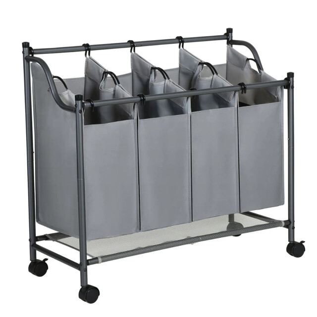 CaliCosy Wasmand met 4 verwijderbare grijze zakken op wielen l87,5 cm 2929483 large
