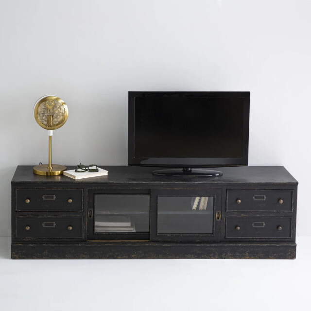 Signature Tv-meubel van massief hout en glas l180 cm amsterdam 3061017 large