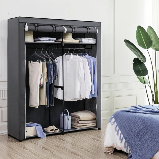 CaliCosy Opvouwbare kledingrek met 2 stangen en beschermhoes l140 x h174 cm 2929405 large