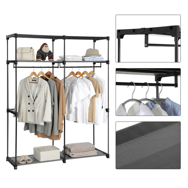 CaliCosy Opvouwbare kledingrek met 2 stangen en beschermhoes l140 x h174 cm 2929405 large