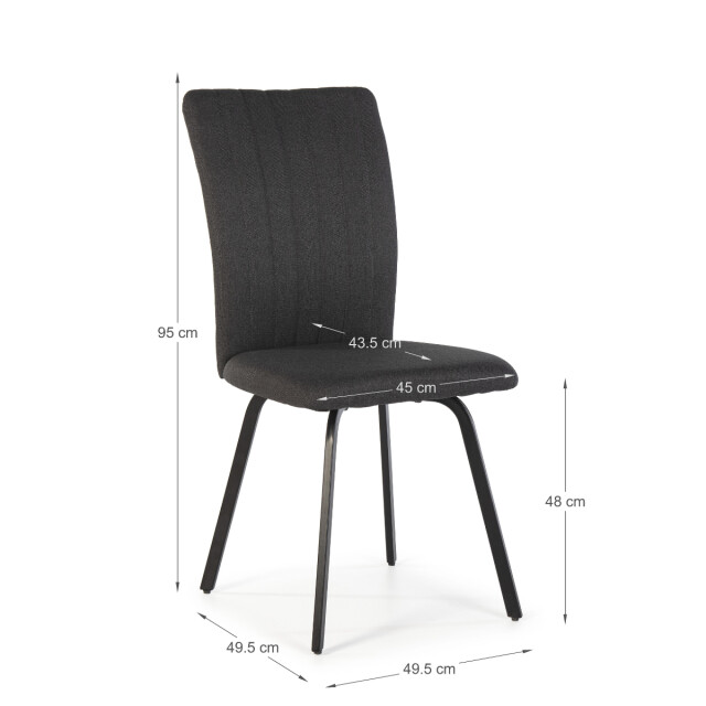 CaliCosy Set van 4 stoelen in stof met zwarte metalen poten l47,5 cm pretty 3078797 large