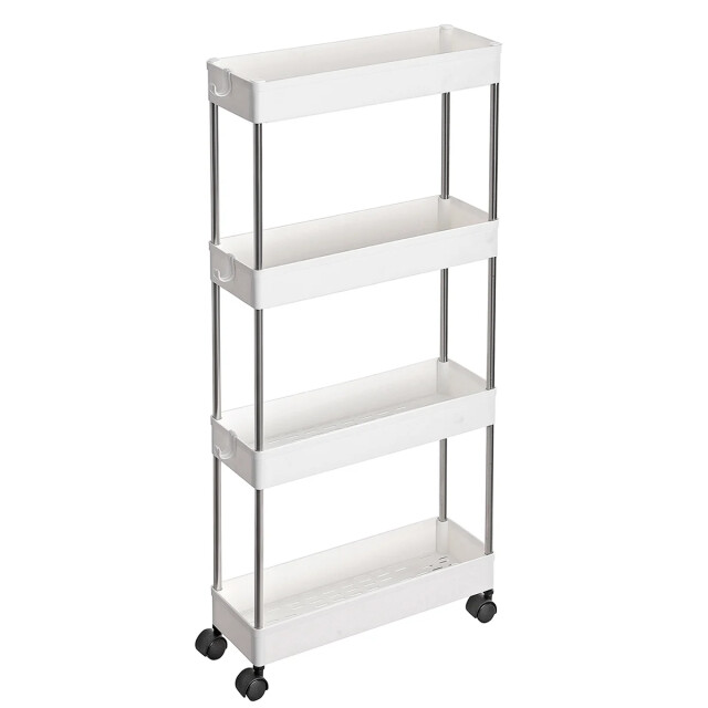CaliCosy Witte bijzettafel op wielen met 4 niveaus l12,5 x h86 cm 2929403 large